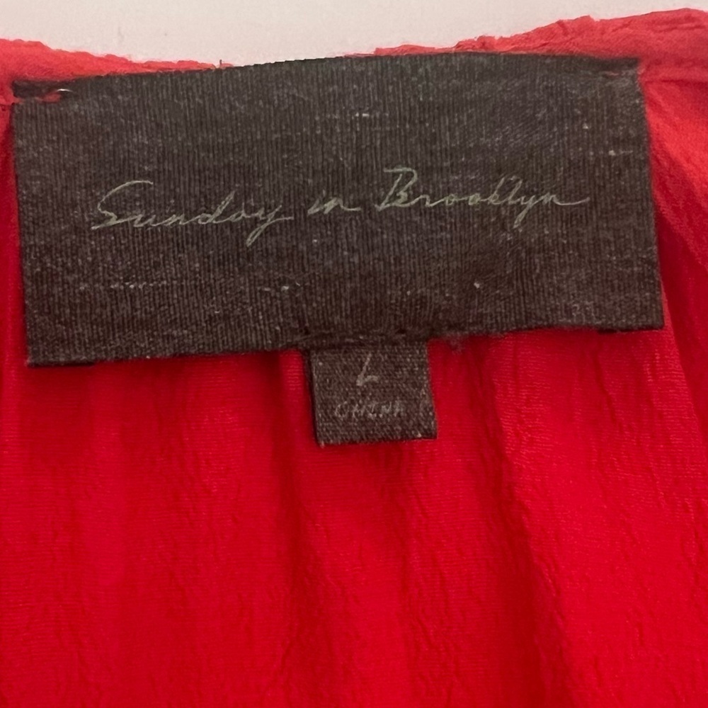 SUNDAY IN BROOKLYN Red Tiered Boho Peasant Dress Size Large - Picture 6 of 9